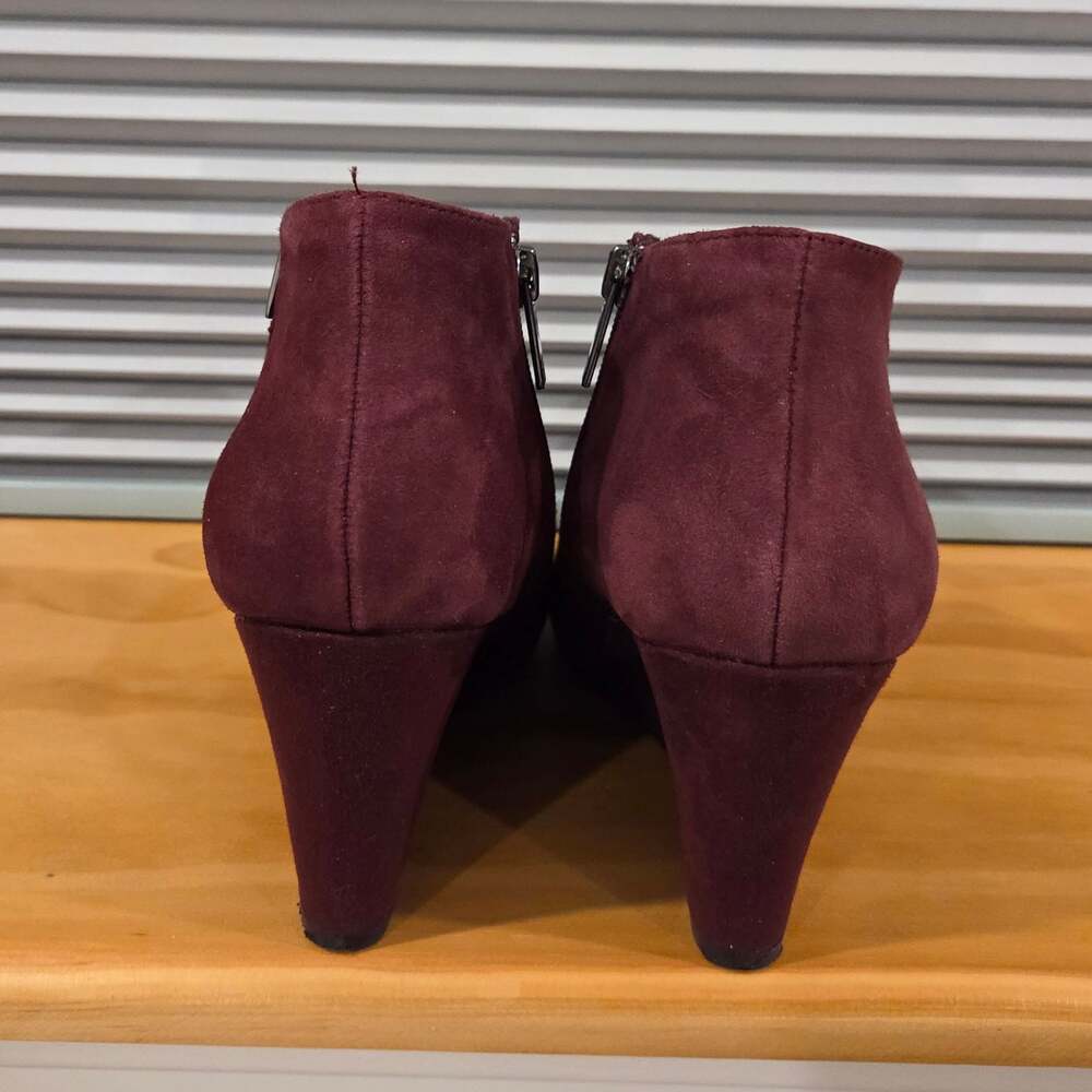 Anne Klein Trumble Boots Womens 9M Burgundy Wedge Ankle Boots Zip Up - Picture 3 of 10